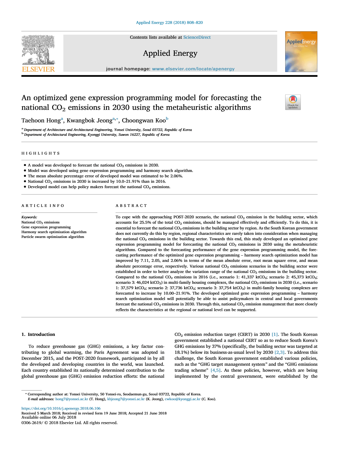 An optimized gene expression programming model for forecasting the national CO2 emissions in 2030 using the metaheuristic algorithms