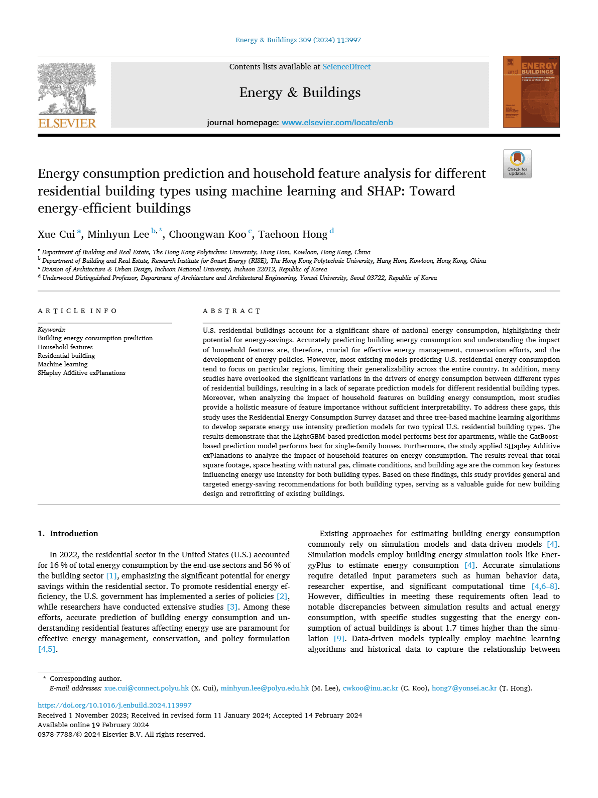 Energy consumption prediction and household feature analysis for different residential building types using machine learning and SHAP: Toward energy-efficient buildings