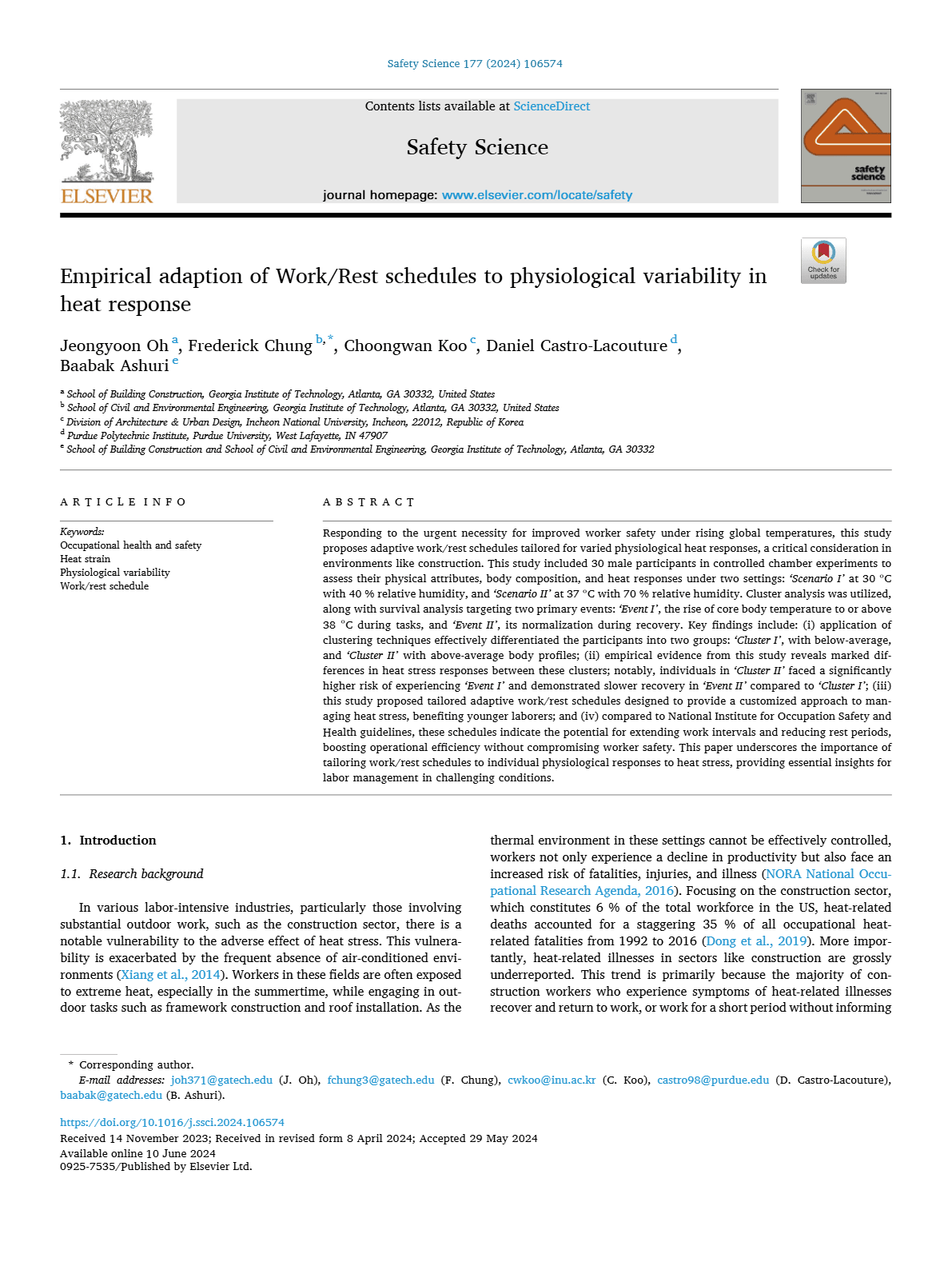 Empirical adaptation of Work/Rest schedules to physiological variability in heat response