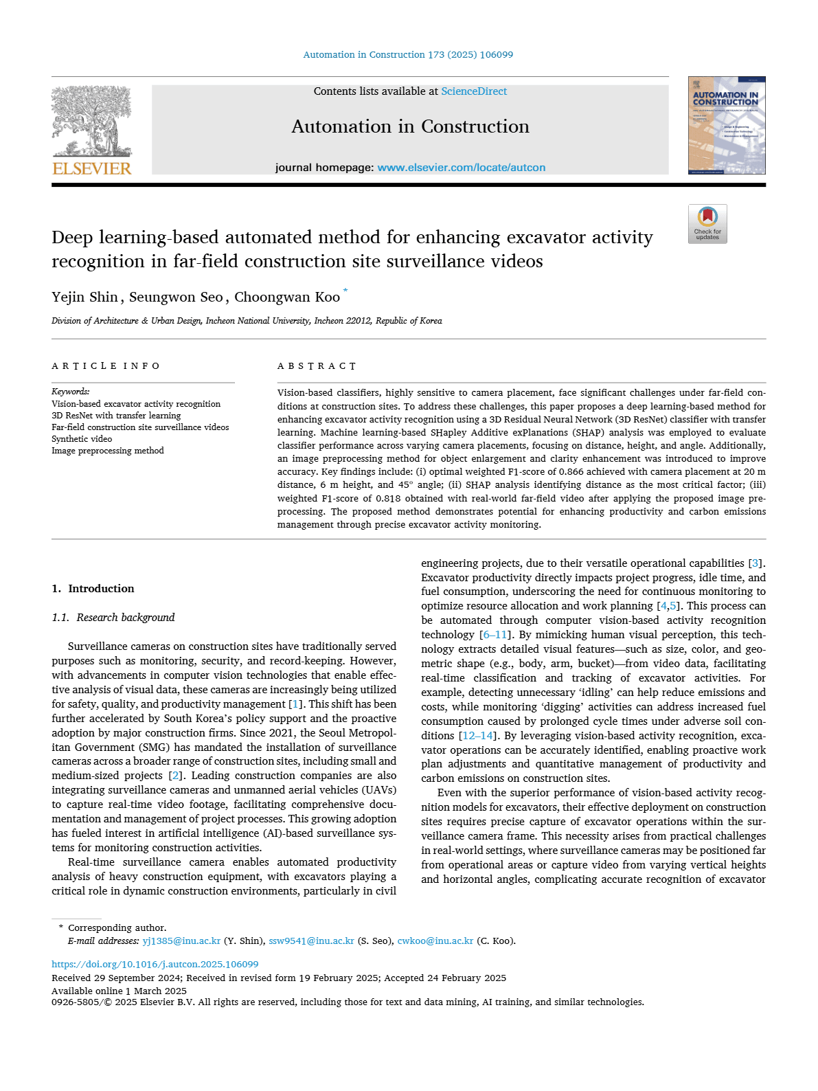 Deep learning-based automated method for enhancing excavator activity recognition in far-field construction site surveillance videos
