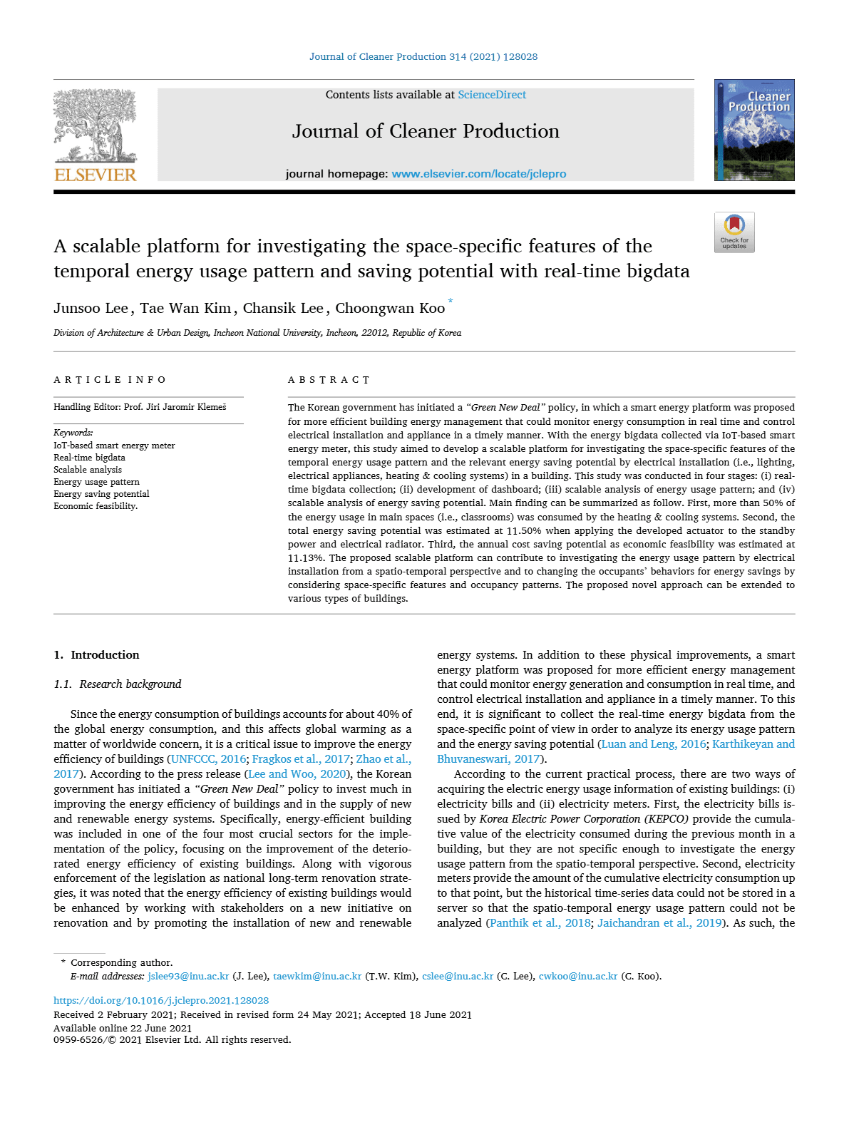 A scalable platform for investigating the space-specific features of the temporal energy usage pattern and saving potential with real-time bigdata