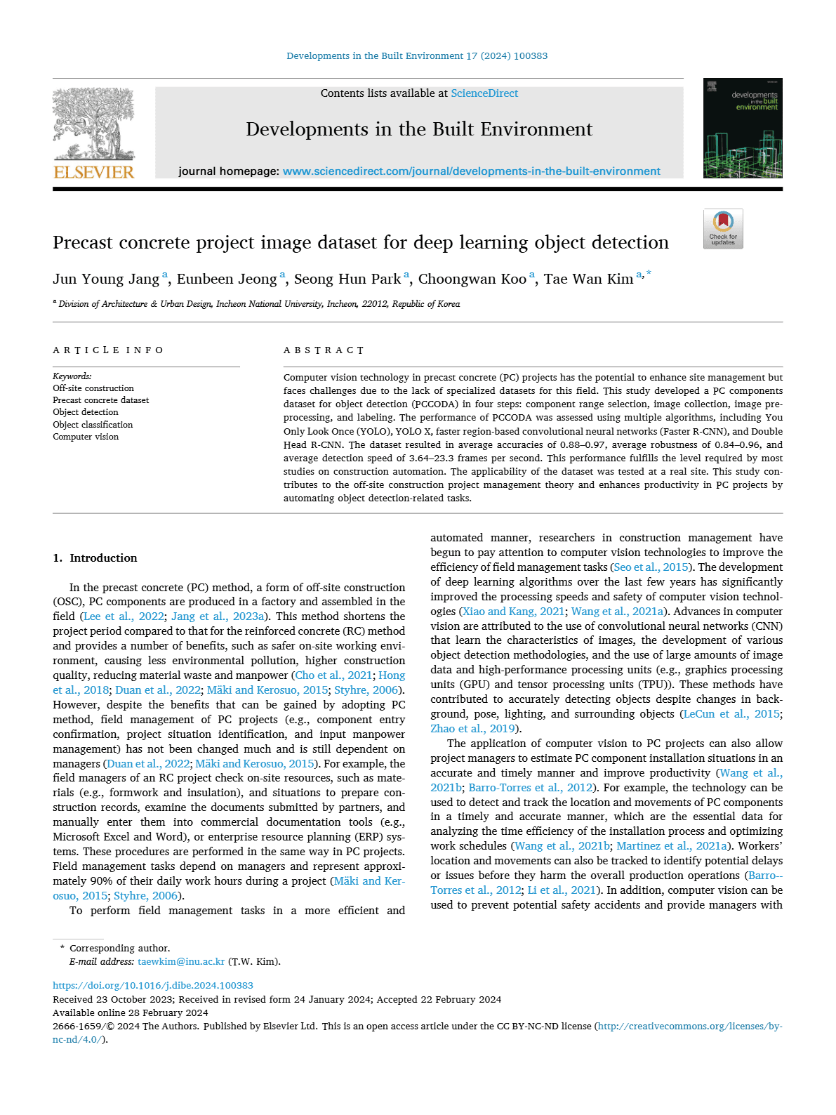 Precast concrete project image dataset for deep learning object detection