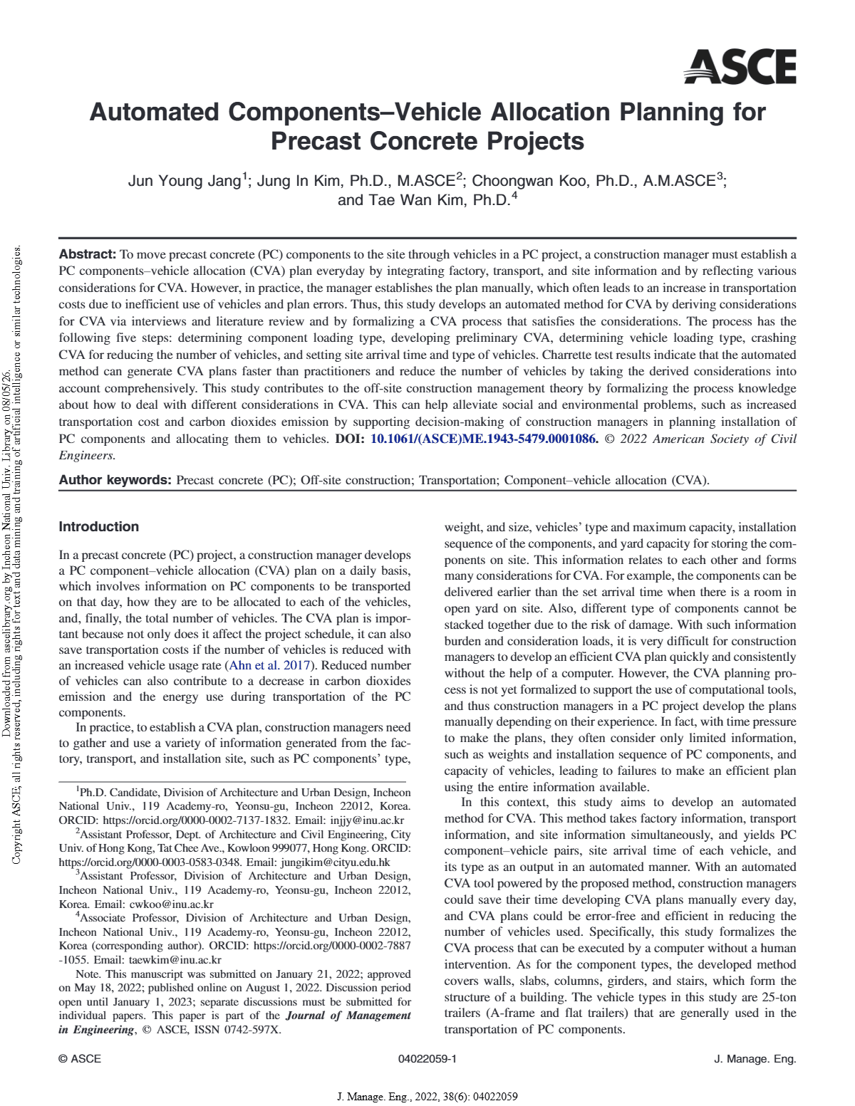 Automated components-vehicle allocation planning for precast concrete projects