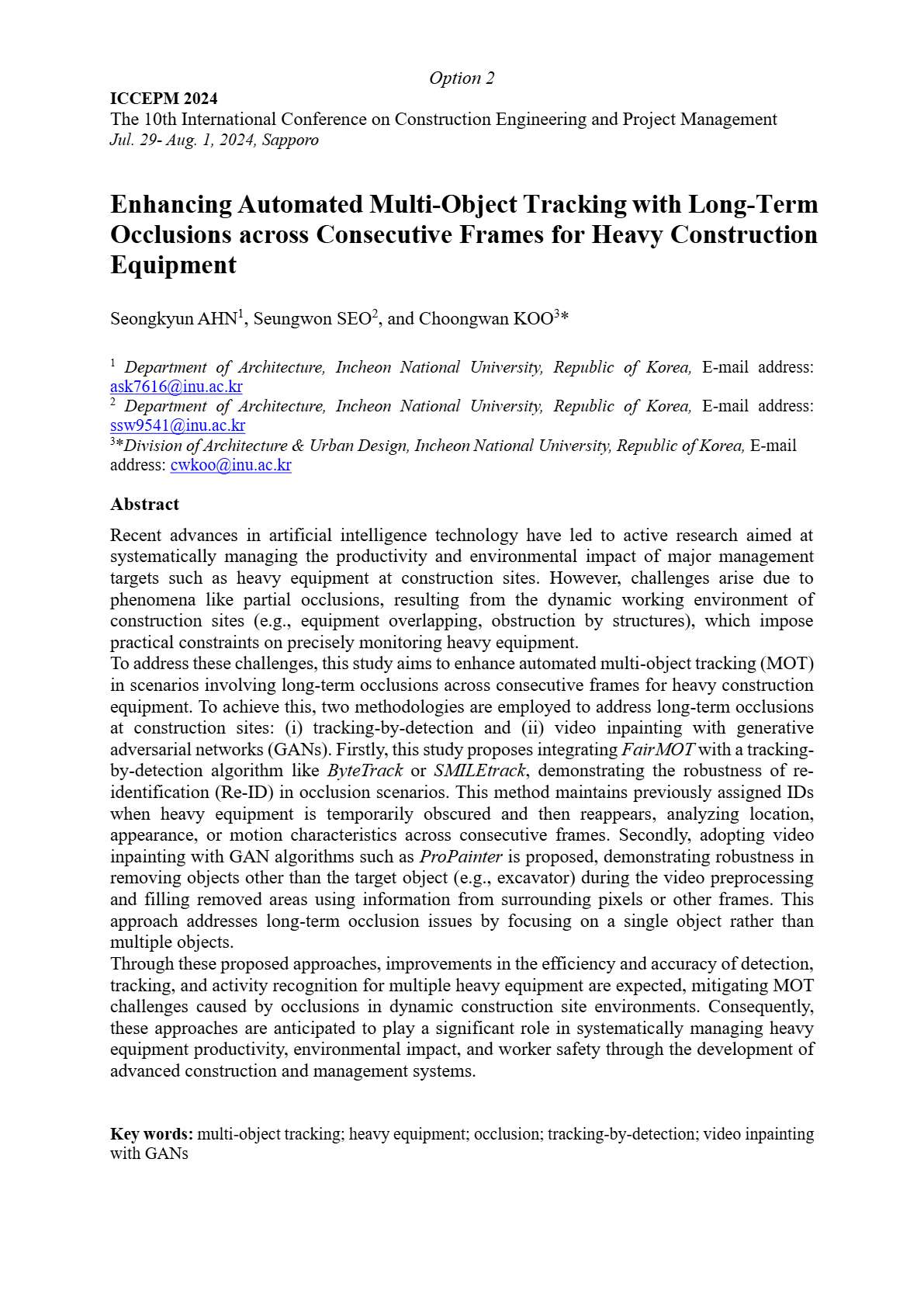 Enhancing automated multi-object tracking with long-term occlusions across consecutive frames for heavy construction equipment